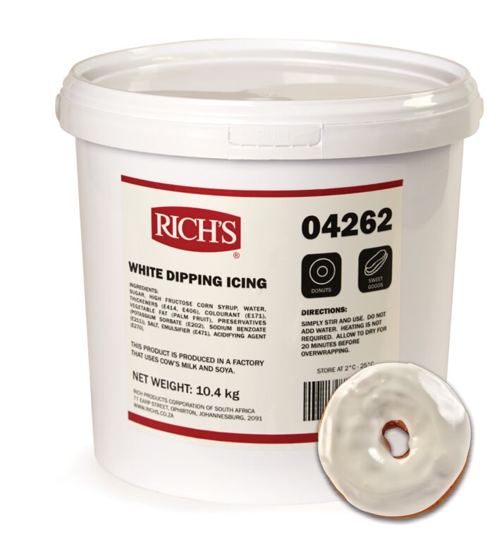 Rich's 10.43 kg White Dipping Icing.